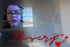 La copertina del libro Misery con il volto di Annie Wilkes
