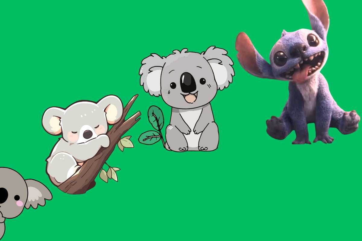 Tre koala e Stitch