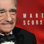 Martin Scorsese primo piano del regista, sullo sfondo il suo nome