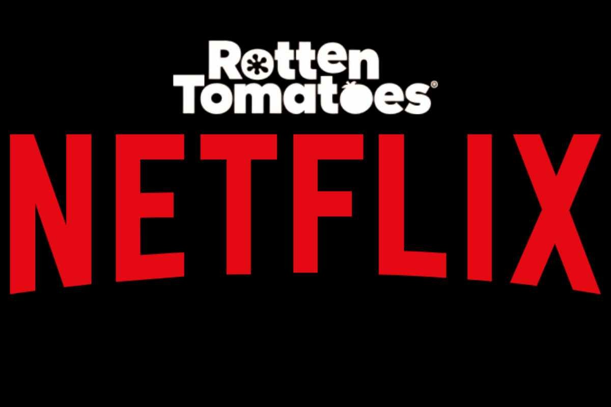 La scritta Netflix in rosso e sopra quella di Rotten Tomatoes