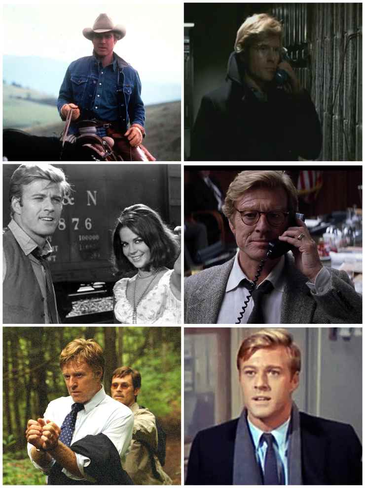 Sei immagini di Robert Redford durante diversi film