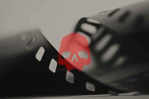 Teschio rosso su pellicola