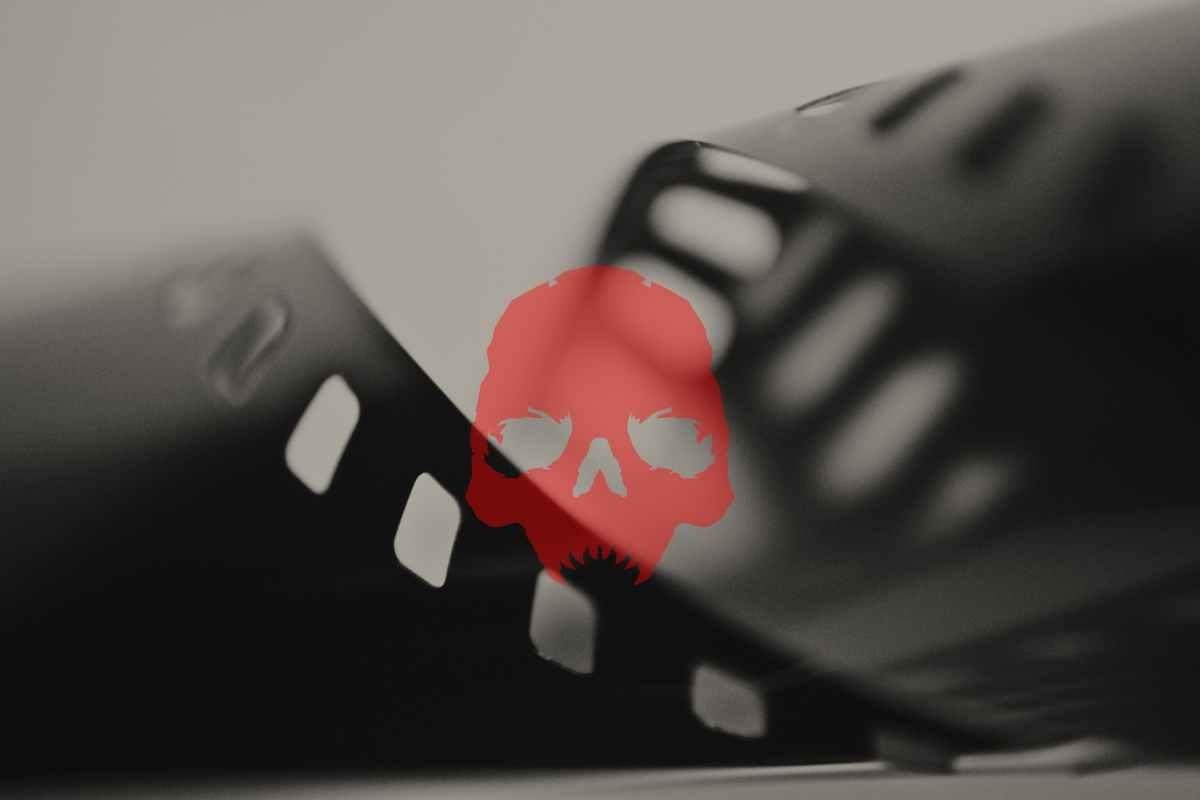 Teschio rosso su pellicola