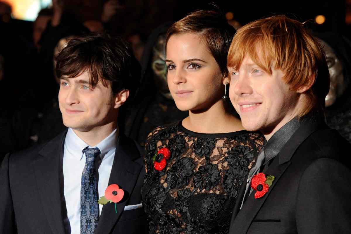 Daniel Radcliffe, Emma Watson e Rupert Grint alla premiere de i Doni della morte