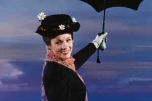 Julie Andrews nella scena finale di Mary Poppins