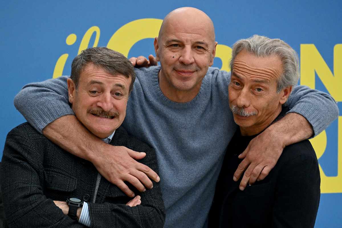 Aldo, Giovanni e Giacomo in posa per la presentazione del loro ultimo film