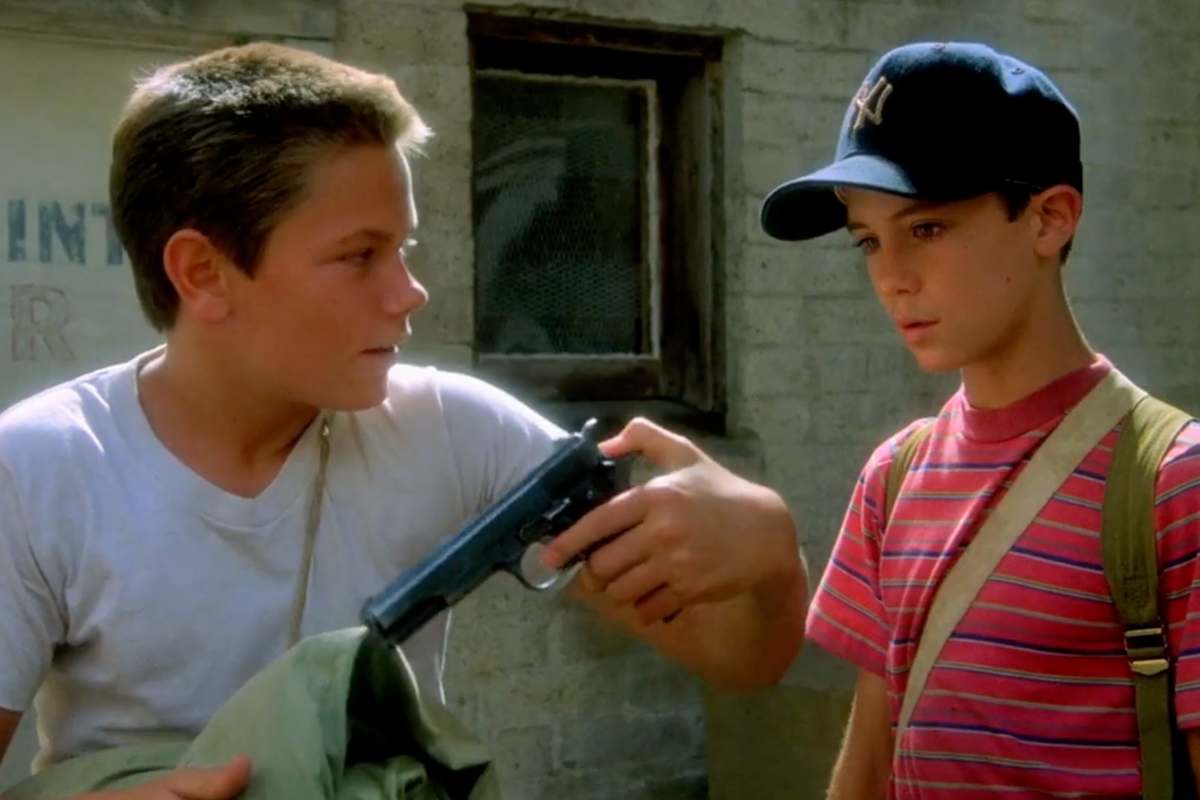 I due giovani attori sul set di Stand by Me