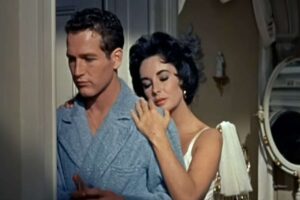 Paul Newman e Liz Taylor sul set de La gatta sul tetto che scotta