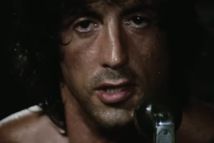 Primo piano di Sylvester Stallone in Rambo