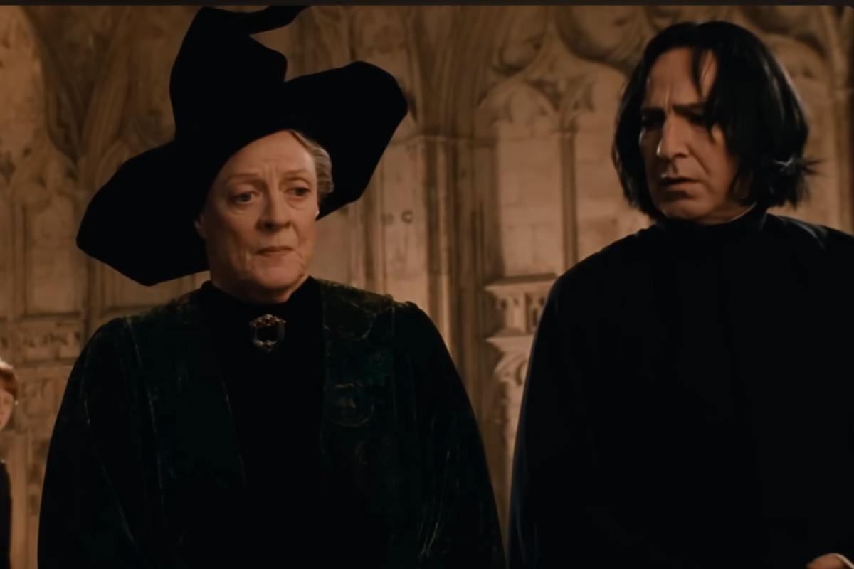 Maggie Smithe e Alan Rickman sul set di Harry Potter 