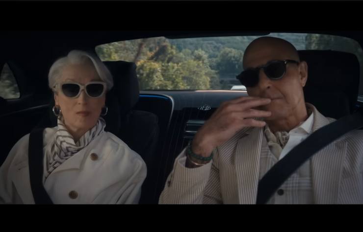 Meryl Streep e Stanley Tucci in macchina