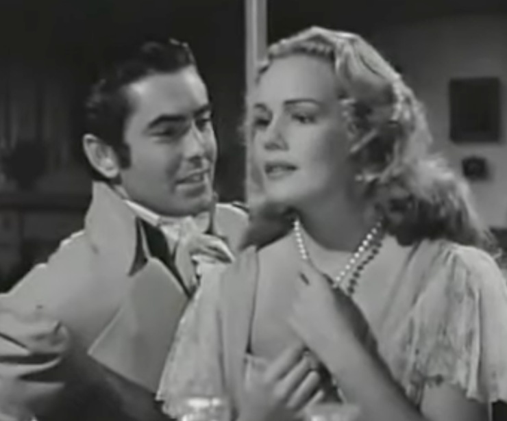 Frances Farmer e Tyron Power nella scena di un film