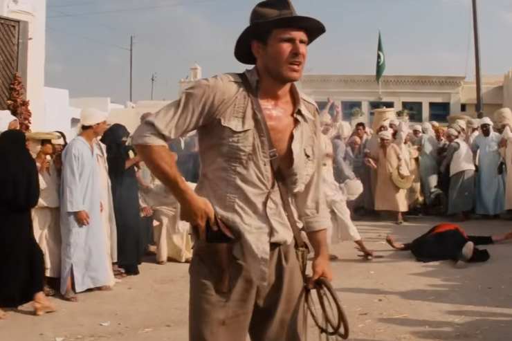 Harrison Ford con gli abiti di Indiana Jones