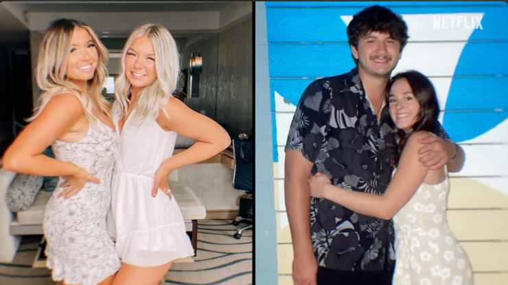 Due ragazze abbracciate nella foto a sinistra e un ragazzo e una ragazza nella foto a destra